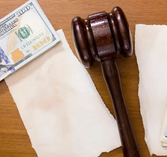 gavel money 1 a gavel and paper money on a table